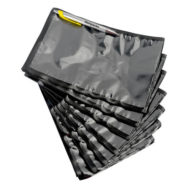 Вакуумний пакет гладкий чорний з прозорою стінкою 160х250 мм 65 мкм 100 шт.