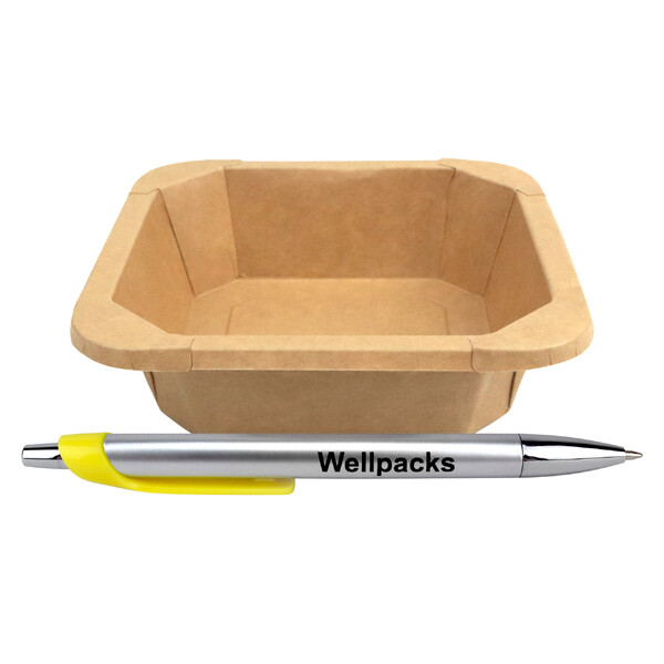 Паперовий контейнер для салату та інших страв 141х141х35 мм 400 мл бурий крафт 50 шт./Одноразові контейнери для салатів