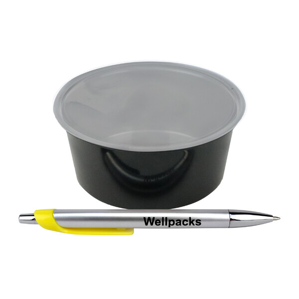 Пластиковый контейнер для супа и других блюд Ø??? мм 360 мл с крышкой черный 50 шт./