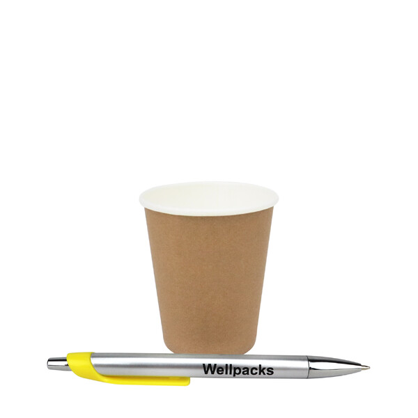 Бумажный стакан 175 мл однослойный бурый с белым крафт 50 шт./