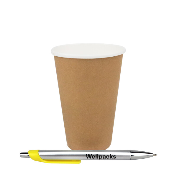 Бумажный стакан 340 мл однослойный бурый с белым крафт 50 шт./