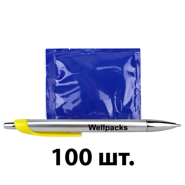 Серветка волога в індивідуальній упаковці 60х80 мм синій 100 шт./