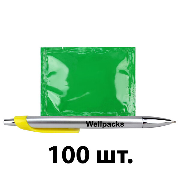 Серветка волога в індивідуальній упаковці 60х80 мм зелений 100 шт./