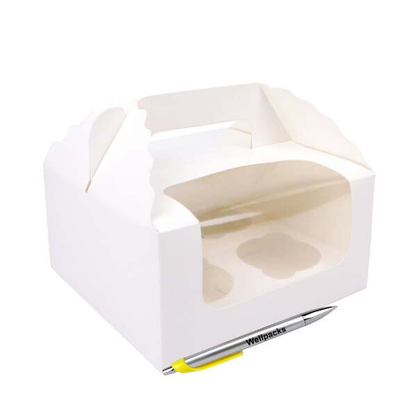 Коробка самозбірна під десерт (капкейк, №4) 170х170х85 мм з вікном білий 50 шт./