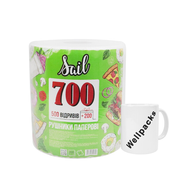 Паперовий рушник двошаровий рулонний "Sail" 225х125 мм білий 700 шт./