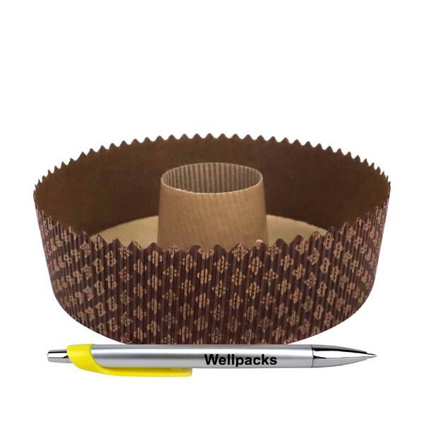 Кругла форма для кексу з отвором &Oslash; 200х60 мм (750 гр тіста) темно-коричневий + золото 5 шт./