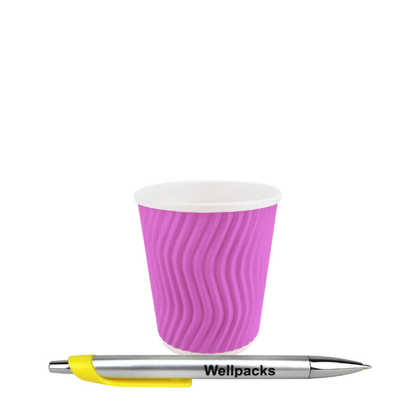 Паперовий стакан 175 мл гофрований лавандовий крафт 20 шт. - фото