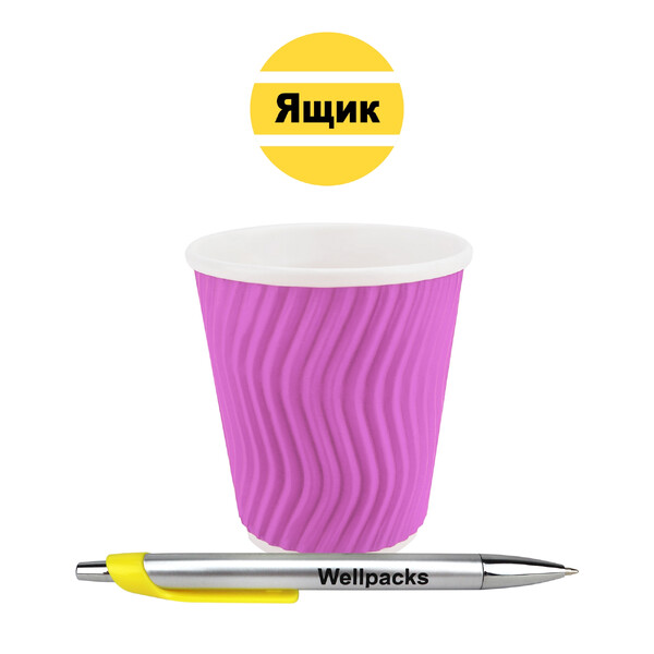 Паперовий стакан 300 мл гофрований лавандовий крафт 600 шт. - фото