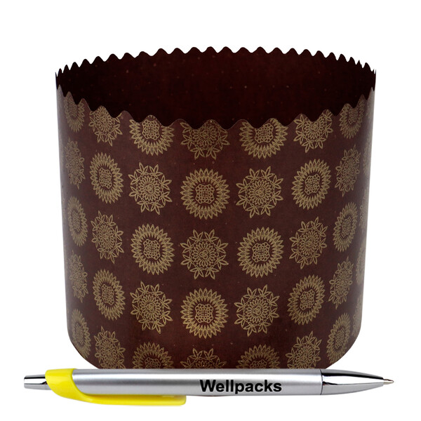 Кругла форма для паски серія 6, №2 Ø 130х85 мм темно-коричневий + золото 50 шт. - фото