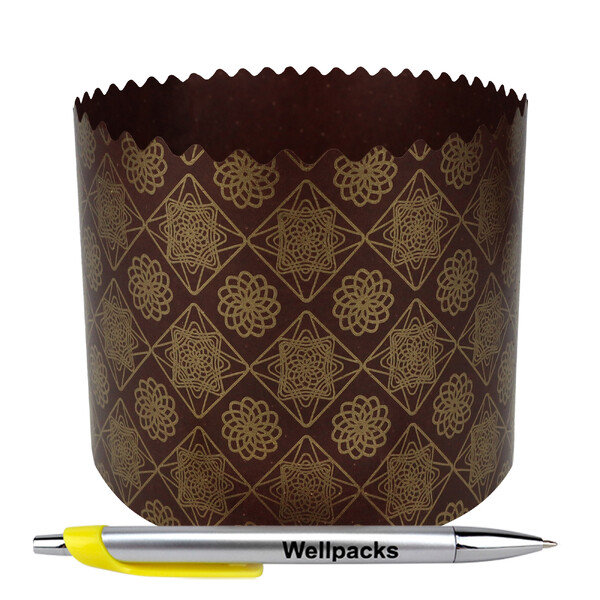 Кругла форма для паски серія 6, №3 Ø 130х85 мм темно-коричневий + золото 50 шт. - фото