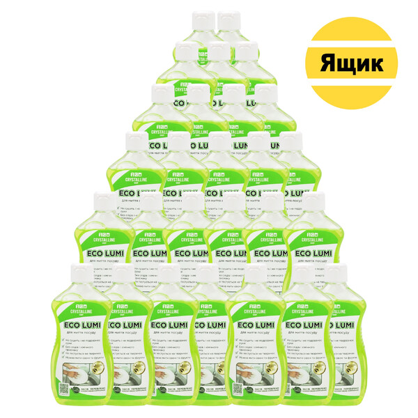 Засіб мийний для миття посуду на основі біорозкладних поверхнево-активнихречовин "CRYSTALLINE SHOP" Eco Lumi 500 мл 27 шт./