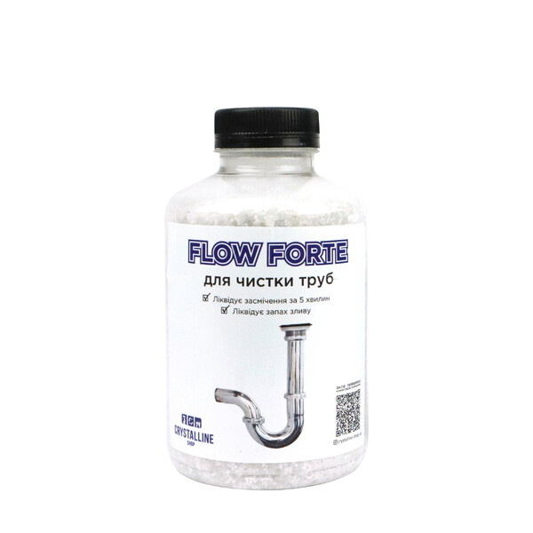 Засіб мийний лужний для очищення каналізаційних труб у гранулах "CRYSTALLINE SHOP" Flow Forte 500 гр 1 шт./