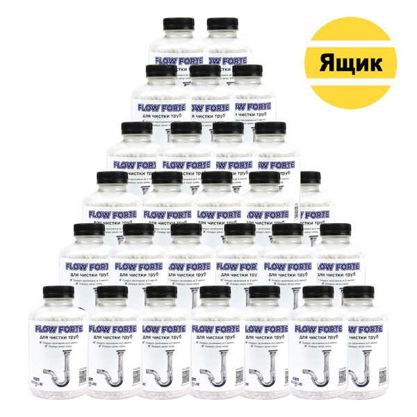 Засіб мийний лужний для очищення каналізаційних труб у гранулах "CRYSTALLINE SHOP" Flow Forte 500 гр 27 шт./