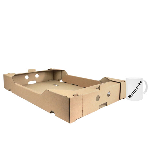 Коробка самосборная "гофролоток" под овощи и фрукты 573х370х95 мм бурый 50 шт./