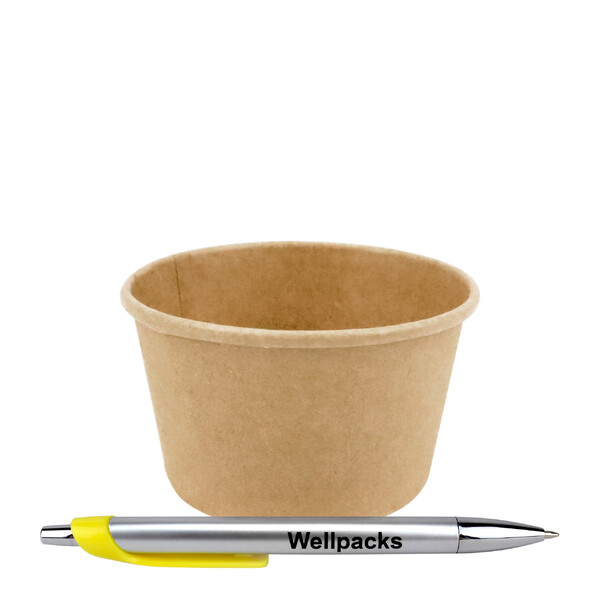 Бумажный контейнер для супа и других блюд Ø 90/116х67 мм 350 мл бурый крафт 50 шт. - фото