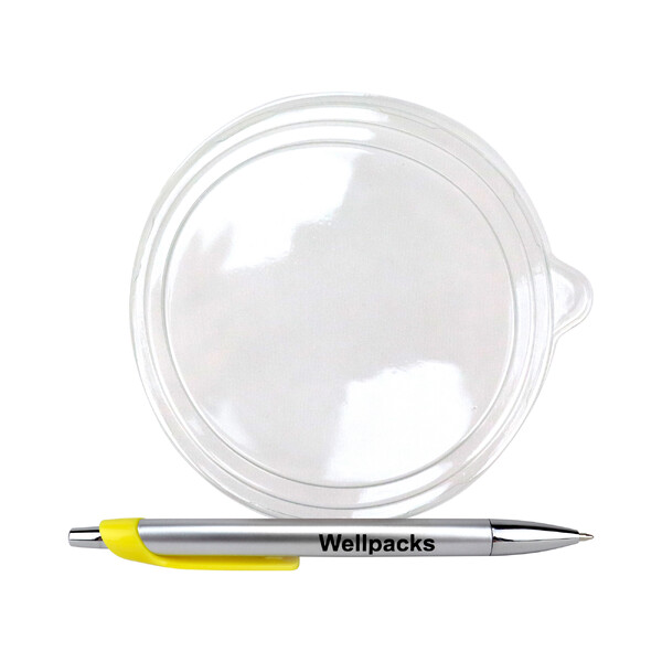 Пластикова кришка для контейнера для супу та інших страв (під гаряче, фігурна) Ø 118 мм на 350 мл / 500 мл прозорий 50 шт. - фото