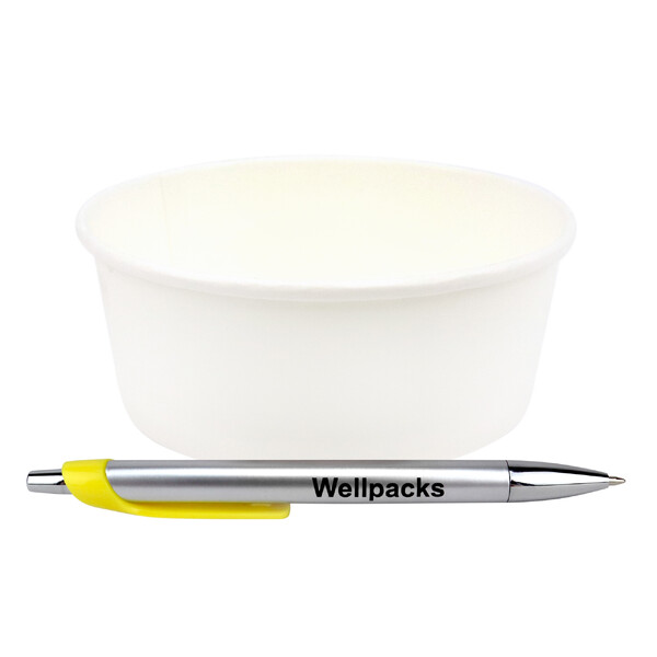 Бумажный контейнер для салата и других блюд 550 мл Ø 125/143х55 мм белый крафт 50 шт. - фото