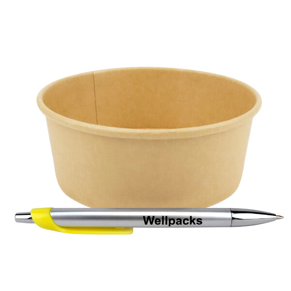 Паперовий контейнер для салату та інших страв 550 мл Ø 125/143х55 мм бурий крафт 50 шт. - фото