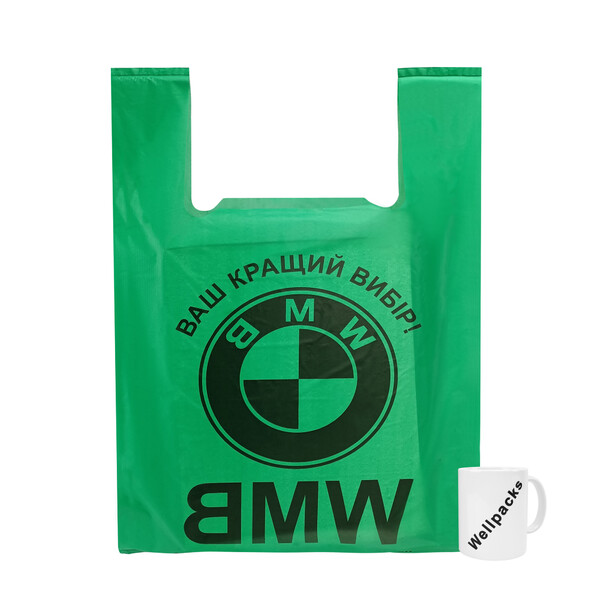 Пакет майка BMW (400+80х2)х600 мм 50 мкм 50 шт./