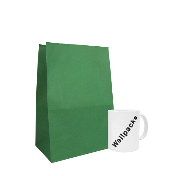 Паперовий пакет без ручок 190х120х280 мм зелений крафт 50 шт./